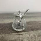 Mustard Pot By Webster Etched Glass   Sterling Lid   Spoon