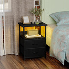Night Stand With Charging Station  Led Nightstand With U-s-b Ports And Outlets 
