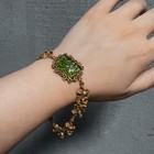 Vintage Green Glass Bracelet Square Relief Lion Gold Plated Luxury Designer Gift