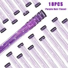Nielp 18 Pcs Hair Tinsel Clip In  20 5 Inch Glitter 18 Pcs  Purple 