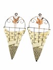Set Of 2 Rustic Wall Hanging Basket Planters Metal Wicker Cone Farmhouse Decor