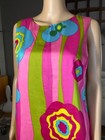 Vintage 60s Mod Hawaiian Flower Power Screen Printed Psychedelic Shift Dress