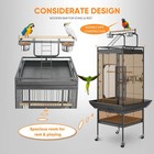 61-in Large Bird Cage Play Top W rolling Stand For Parrot Bird Black Iron Frame