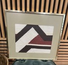 Mid-century Modern Woven Textile Framed Abstract Wall Art  Circa 1970s