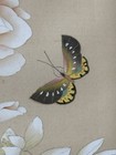 Hand Painted Silk Butterfly Floral Asian Art Framed Vintage Decor