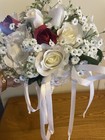 Wedding Bride Silk Red And White Roses With Baby   s  Breath Flower Bouquet