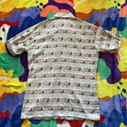 Vintage 80s Button Up Shirt Men   s Small Beige Tan Geometric Boat Art Hipster 90s