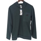 New Adidas Men s Dark Green Pocket Hoodie Long Sleeve Pullover Size L Jg8148