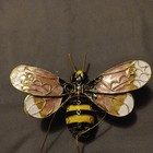 Cloisonne Enamel Bumble Bee Figurine Ornament Black Yellow Gold Brass 3 5  Vtg