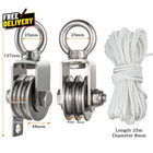 Hoist Pulley System Heavy Duty Stainless Steel Snatch Swivel Block Double Pulley