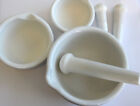 Set Of 3 Porcelain Mortar Pestle Lab Kitchen Pharmacy Medicine Herb Pill Crusher