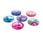 6 Butterfly Altered Art Mix 25mm Domed Round Glass Flatback Tile Seals Cabochons