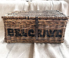 Antique vintage  Willow wicker Laundry storage Basket With Lid  Belgrave England