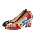 Womens Floral Printed Pumps Slip On Dress Casual Office Work Formal Party Shoes