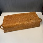 Vintage Cottagecore Long Narrow Wicker Basket Rectangular 17 5  With Handles