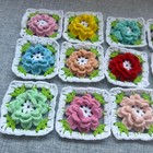 12pcs Handmade Crochet 3-layer Raised Flower Granny Squares Blocks Afghan 8cm