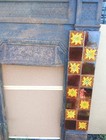 Set Of 4 Antique Victorian Majolica Fireplace Tiles Floral Brown Yellow 6 Inch