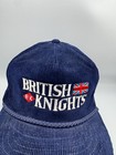 Vintage British Knights Baseball Cap Zipper Strapback Hat Blue Rare Corduroy