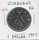 Zimbabwe 1 Dollar 1997 K6  Great Stone Fort   Bird Obsolete Royal Mint Uk