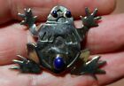 Old Marco Begaye Navajo Sterling Silver Lapis Lazuli Stone Frog Toad Brooch Pin