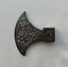 Vintage Mughal Islamic Indo Persian Silver Damascened Taber Axe Head