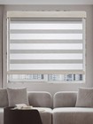 Cordless Zebra Blind Dual Layer Light Filtering Privacy Shades In Gray And Beige