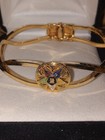 Vintage Masonic Order Of The Eastern Star Clamp Shut Bracelet With Matching Pin