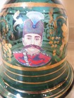 Vintage Antique  Green Glass  Gold Gilded  Portrait Decanter Hookah Vase 10 