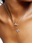 M Necklace Personalized Choker For Women Cute Bubble Letter Pendant Platinum Pla