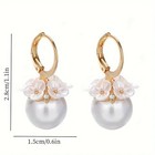 Elegant Flower White Pearl Dangle Drop Earrings For Women Pearl Earrings    