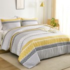  King Comforter Set-yellow Grey Comforter  Reversible Boho Striped Bedding Set 