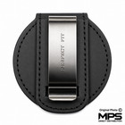 Perfect Fit Universal Round Leather Badge Holder With Belt Clip     Made In Usa