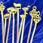 Lot Of 15 Vintage Turkish Stainless Steel And Brass Shish Kabob Skewers