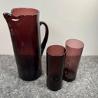 Amethyst Purple Glass Cocktail Pitcher Glass Set Mcm Vtg Pinch Spout Highball