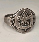 Vintage Sterling Silver Boy Eagle Scout Ring Bsa Signed  sterling  - Size 9