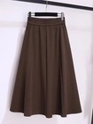 Spring Summer High Waist Midi Skirt Fashionable Pleated A-line Over Knee Len
