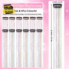 Clip In Hair Tinsel 20 Inch Glitter Tinsel Hair Extensions Fairy Hair Tinsel For