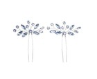 Light Blue Rhinestone Floral Hair Pins - Crystal Hair Accessories  2 Pcs Set