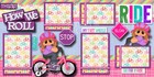 How We Roll   Bicycle Girl Printed 2 Premade Scrapbook Pages Paper Layout Cherry