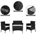 4pcs Outdoor Patio Furniture Set Wicker Conversation Sofa Set W  Glass Table