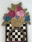 Mackenzie-childs Metal Flower Basket Door Knocker Courtly Check - Retired