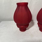 3 Antique Chimney Globe Shade Cranberry Drape Glass Vapor Gas Lamp Vented  2  Ft