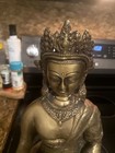 Vintage Large Heavy 13 5    Inch Brass Bronze Seated Buddha 11 5 Lb 