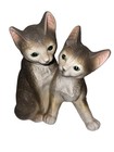 Kitten Figurine Ceramic Gray Cats Cat Green Eyes  8   x7   x6    Vintage Mcm
