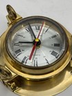Vintage 5 5  Nautical Ship   s Time Clock Quartz Heavy Brass Porthole Works Great 