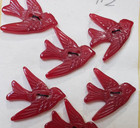 One Vintage Bakelite Button Deep Rich Glossy Red Swallow Bird Sold Separately