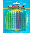 Unique Blue   Green Spiral Birthday Candles - 10ct  Vibrant Colors - Perfect For