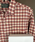 Vintage Ralph Lauren Polo Country Red Tan Plaid Loop Collar Flannel Shirt Mens M