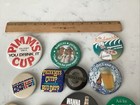 Vintage  14 Pinback Button Pepsi Bud Sunkist Slice Miller Beer Liquor Soda Pin