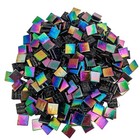 320pcs Square Iridescent Stained Glass Mosaic Tiles  1 1lb Mosaic Tiles For D   